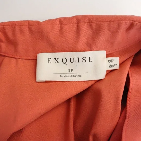 Anthropologie Exquise The Tobie Pleated Jumpsuit Bright Poppy Peach Small Petite - Picture 7 of 10